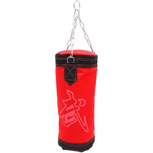 FOMIYES Boxing Sandbag Empty Hanging Fitness Sandbag Thickened Red Pu Leather Kickboxing Training Punching Bag for Home Gym Martial Arts Workout