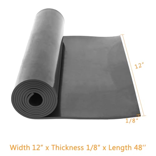 HooTown Solid Rubber Sheets Strips, 12” Wide x 1/8" Thick x 48” Long Neoprene Rubber Rolls Perfect for DIY Gasket Material, Sealing, Liner, Shield, Padding, Mat for Weather Stripping, No Adhesive - size: 12” Wide x 48” Long, style: 1/8" Thick
