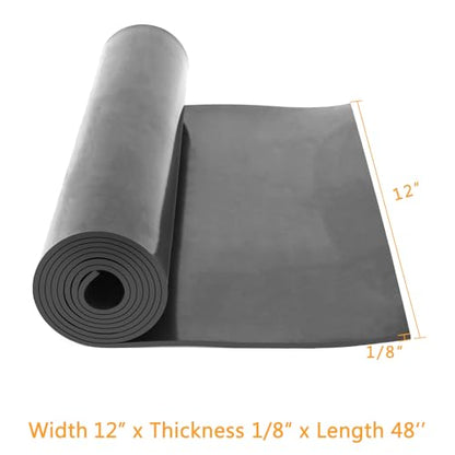 HooTown Solid Rubber Sheets Strips, 12” Wide x 1/8" Thick x 48” Long Neoprene Rubber Rolls Perfect for DIY Gasket Material, Sealing, Liner, Shield, Padding, Mat for Weather Stripping, No Adhesive - size: 12” Wide x 48” Long, style: 1/8" Thick