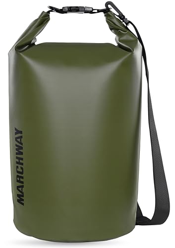 MARCHWAY Floating Waterproof Dry Bag Backpack 5L/10L/20L/30L/40L, Roll Top Sack Keeps Gear Dry for Kayaking, Rafting, Boating, Swimming, Camping, Hiking, Beach, Fishing - color: Army Green, size: 5L