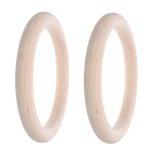 Wood Gymnastic Rings Set 2pcs with Straps for Pull up Strength Training Home Fitness Equipment for Men Full Body Workout