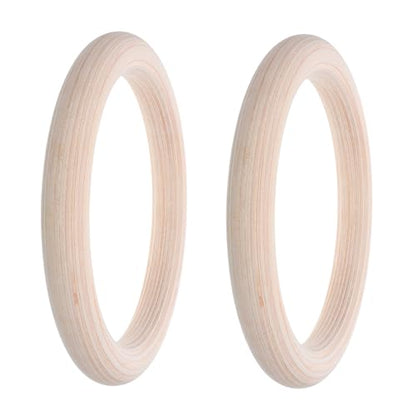 Wood Gymnastic Rings Set 2pcs with Straps for Pull up Strength Training Home Fitness Equipment for Men Full Body Workout