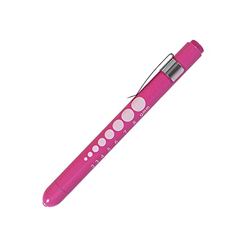 Aokin Medical Pen Light for Nurse Doctor, Reusable LED Medical Penlight Flashlight with Pupil Gauge and Ruler, White Light, Rose - color: Rose