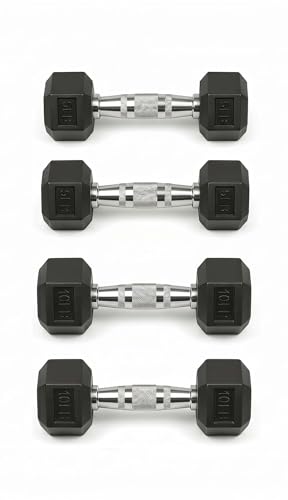 5-550 lb Rubber Hex Dumbbell Set, Heavy-Duty Free Weights for Home Gym Strength Training, Muscle Building & Full Body Workouts, No Rack Included - size: 5 lb & 10 lb, Pair