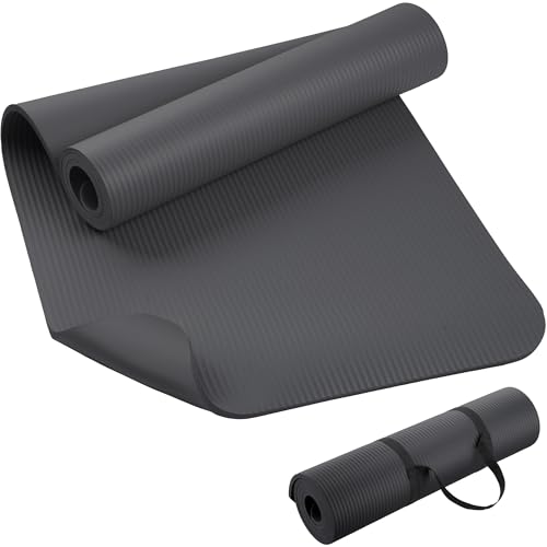 KEEP Extra Thick NBR Yoga Mat for Women & Men, 10mm Thick, 72”x24” Large Exercise Mat with Non-Slip Workout Mat for Yoga, Pilates, Stretching, Meditation – Wide & Cushioned Fitness Mat - color: Grey