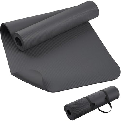 KEEP Extra Thick NBR Yoga Mat for Women & Men, 10mm Thick, 72”x24” Large Exercise Mat with Non-Slip Workout Mat for Yoga, Pilates, Stretching, Meditation – Wide & Cushioned Fitness Mat - color: Grey