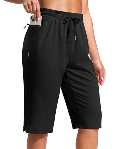 G Gradual Women's 13" Long Hiking Shorts with 3 Pockets - color: Black, size: Small