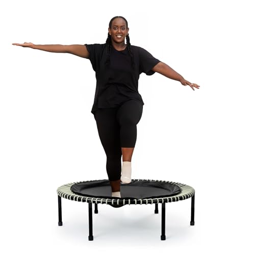 bellicon Mini Trampoline 39'' (Beige) | Bungee Suspension up to 260 lbs | Indoor Fitness Rebounder for Adults | Foldable Legs