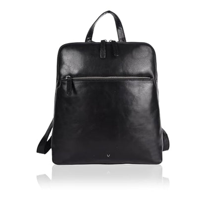 Genuine Leather Backpack for Women - 12.5 Inch with Adjustable Shoulder Strap - Stylish and Durable (Black) - color: Black
