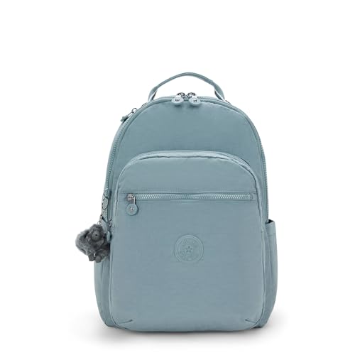 Kipling Women's Seoul 15" Laptop Backpack, Durable, Roomy with Padded Shoulder Straps, Built-In Protective Sleeve - color: Relaxed Grey, size: 12.75''L x 17.25''H x 8''D