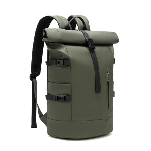 33L Unisex Waterproof Rolltop Backpack:,15.6-Inch Laptop, Lightweight Bike Bag Perfect for Work, School, Travel & Outdoor (green) - color: Green