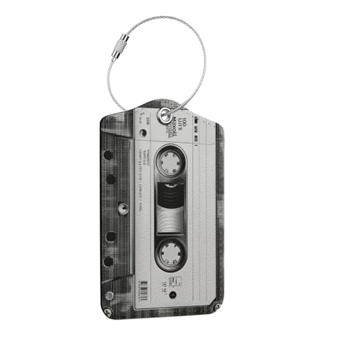 Retro Cassette Tape Luggage Tag, Suitcase Tags with Privacy Flap and Metal Loop, Luggage Tags for Suitcases, Identifiers Travel Essentials Bag Tag, Cassette Tape Gifts for Women Men Mom Friend - color: Multicolored 1677