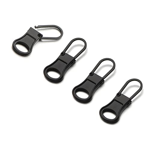 Mizeer Zipper Pull Replacement for Jacket, Perfect for Small Hole Zippers, Detachable Small Zipper Pulls Tab Repair for Clothing Jackets Boots Purse - color: 4pcs Black