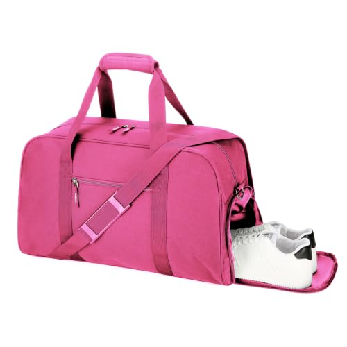 Searock 45L Gym Bag for Men & Women with Shoe Compartment - color: Rose Pink, size: 21 x 10 x 13″ (Medium)