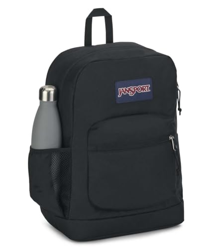 JanSport Cross Town Plus Backpack - Large Main Compartment, Side Water Bottle Pocket, 15-Inch Padded Laptop Sleeve - Black - color: Black