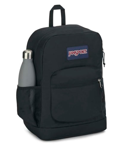 JanSport Cross Town Plus Backpack - Large Main Compartment, Side Water Bottle Pocket, 15-Inch Padded Laptop Sleeve - Black - color: Black