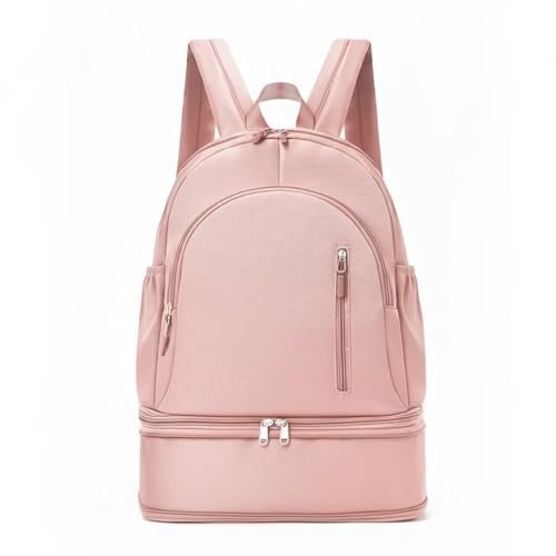 Unisex Lightweight Expandable Gym Backpack with Shoe Compartment, Waterproof Travel Bag for 14" Laptop Pink - color: 01pink