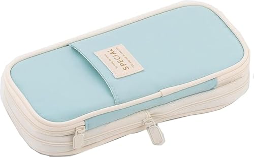 Arnuixty Large Storage Pencil Case Pen Bag with Zipper Big Capacity Pouch Organizer for Office Travel Holder Box - color: Blue