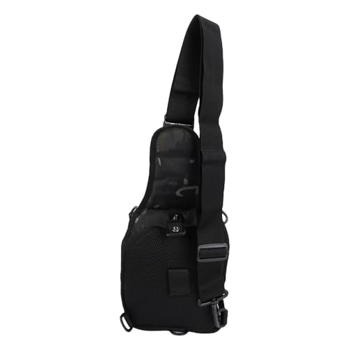 Fishing Chest Bag Outdoor Shoulder Bag Crossbody Chest Pack 20L Nylon Lightweight Storage Backpack with 3 Main Pockets Adjustable Strap for Hiking Camping Cyclin (20L) - color: Black Camo