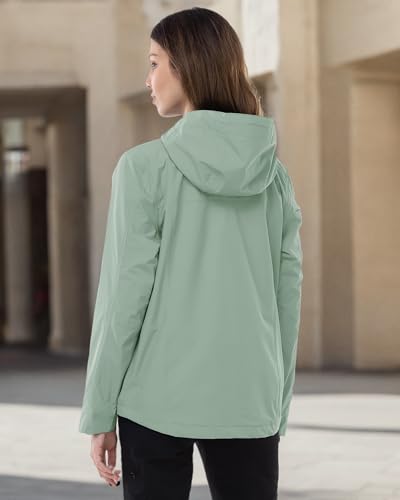 Outdoor Ventures Packable Rain Jacket Women Lightweight Waterproof Raincoat with Hood Cycling Bike Jacket - color: Aqua Tone, size: XX-Large