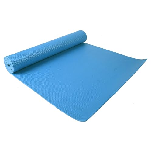 Fitvids All Purpose 1/4-Inch High Density Anti-Tear Exercise Yoga Mat with Carrying Strap, Multiple Colors - color: Blue