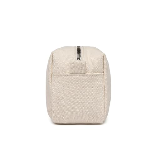 Organizer Bag -Lightweight Cosmetic Bag with Ring Clasp, Perfect Travel Makeup Bag for Women,nylon Stand Up Design (Beige/Canvas) - color: Beige/Canvas