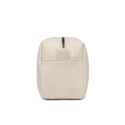 Organizer Bag -Lightweight Cosmetic Bag with Ring Clasp, Perfect Travel Makeup Bag for Women,nylon Stand Up Design (Beige/Canvas) - color: Beige/Canvas