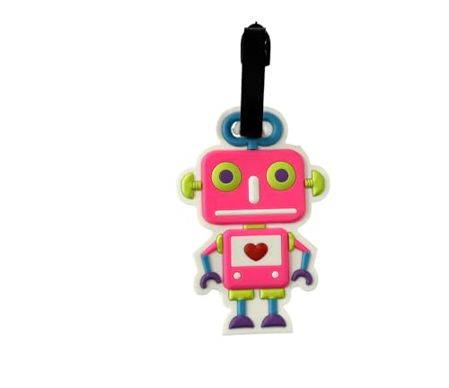 Cute Colorful Robot Silicone Luggage Tag Funny Cartoon Travel Suitcase Labels Bag Tag Holders for Cruise ID Tag - color: Robot a