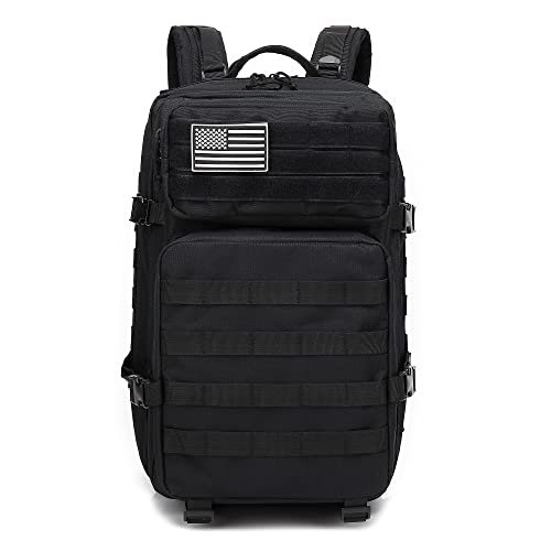 Lovelinks21 Hiking Daypacks Assault Backpack Waterproof Motorcycle Backpack Bug Out Pack Rucksack for Outdoor Hiking - color: Black