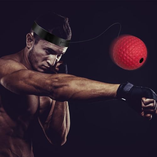 Box-bollen Game, Interactive Boxing Reflex Ball Set, Adjustable Headband for Punching Practice for Reflex, Timing, Accuracy, foc-us Hand Eye Coordination Training for Boxing