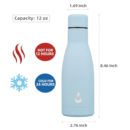 BJPKPK 12 oz Small Water Bottle, Reusable Insulated Stainless Steel Flask - color: Sky Blue, size: 12 Ounces