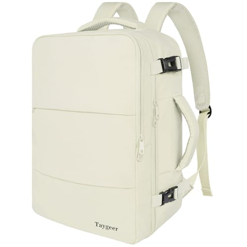 Taygeer Travel Backpack for Women, Carry On Backpack with Shoe Pouch, TSA 15.6" Laptop Back Pack Flight Approved, College Gym Bag Casual Daypack for Weekender Business Hiking,Beige - color: Creambeige, size: Large