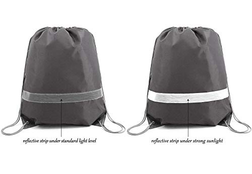 BeeGreen 20-Piece Grey Drawstring Backpacks, Reflective Cinch Sacks, DIY Blank Drawstring Bags for Women and Men, 16.5" L x 13.4" W - color: Reflective Grey-s