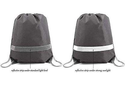 BeeGreen 20-Piece Grey Drawstring Backpacks, Reflective Cinch Sacks, DIY Blank Drawstring Bags for Women and Men, 16.5" L x 13.4" W - color: Reflective Grey-s