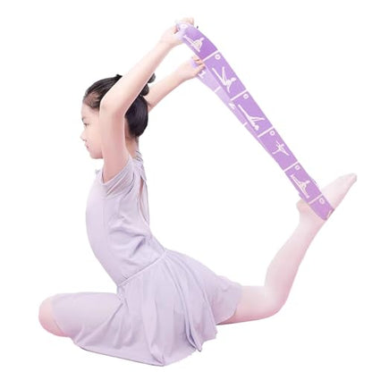 Adjustable Stretch Strap for Kids, 8-Loop Elastic Resistance Band for Children Gymnastics, Ballet Dance, Yoga, Stuff，Pilates & Flexibility Training, Home Exercise Equipment for Girls - color: Purple