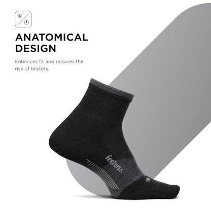 Feetures Trail Max Cushion Quarter Sock - color: Charcoal (1 Pair), size: X-Large