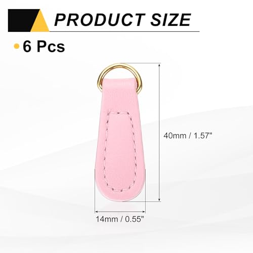 uxcell 6pcs Zipper Pull, 1.57 Inch Leather Zip Puller Zipper Replacement Repair Kit Head Handle for Luggage Clothing Jackets Backpacks Boots, Light Pink - color: Light Pink