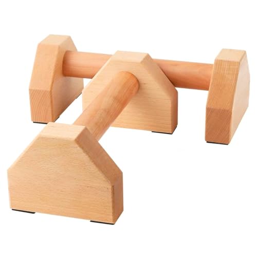 NuFit Premium Push Up Bars & Wooden Parallettes, Non-Slip Beech Wood Calisthenics Bars for Wrist Support, Push Up Stands for Home/Gym Dips & L-Sits, Pack of 2