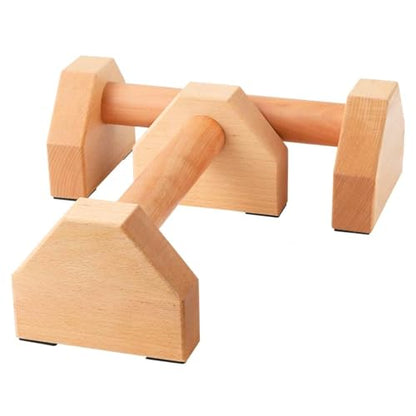 NuFit Premium Push Up Bars & Wooden Parallettes, Non-Slip Beech Wood Calisthenics Bars for Wrist Support, Push Up Stands for Home/Gym Dips & L-Sits, Pack of 2