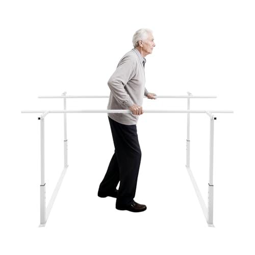 Physical Therapy Parallel Bars - 7FT/213cm Walking Assist Bars with Adjustable Height and Width, Home Gym Parallel Bars Workout Dip Stnads for Strength Training Fitness - color: White