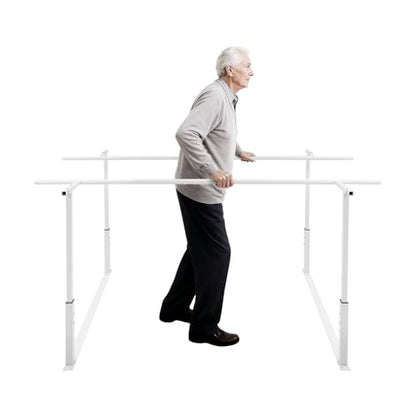 Physical Therapy Parallel Bars - 7FT/213cm Walking Assist Bars with Adjustable Height and Width, Home Gym Parallel Bars Workout Dip Stnads for Strength Training Fitness - color: White