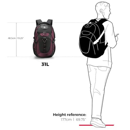 Swissdigital Design Laptop Backpack for Men with USB Charging Port SD803-44 - color: Angola Red/Black