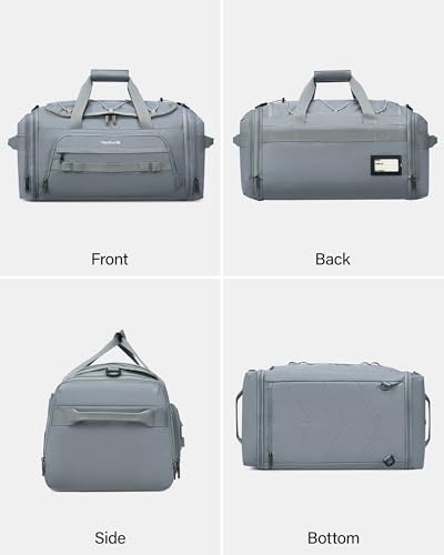 Hanke Gym Bag for Men Women, Expandable 45L-55L Large Capacity Travel Duffle Bag, 3-in-1 Weekender Backpack with Shoe Compartment & Wet Pocket, Durable Water-Resistant, Grey - color: Grey