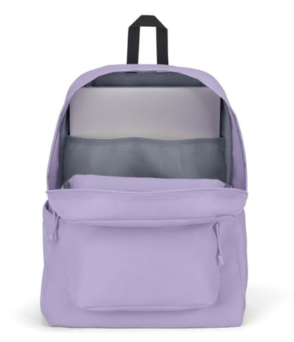JanSport SuperBreak Plus Backpack with Padded 15-inch Laptop Sleeve and Integrated Bottle Pocket - Spacious and Durable Daypack for Work and Travel - Pastel Lilac - color: Pastel Lilac