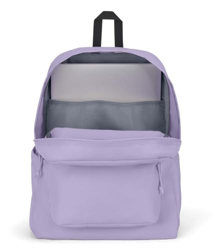 JanSport SuperBreak Plus Backpack with Padded 15-inch Laptop Sleeve and Integrated Bottle Pocket - Spacious and Durable Daypack for Work and Travel - Pastel Lilac - color: Pastel Lilac