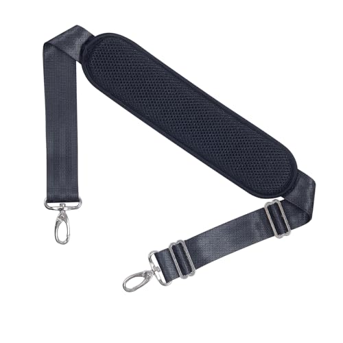 60 Inch Shoulder Strap with Removable Ultra-Thick Pad，Adjustable Buckles and Metal Hooks - color: Black