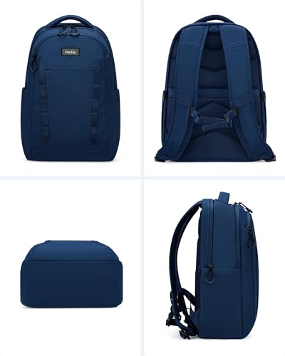 HanTrip Travel Laptop Backpack Carry On, 18 Inch Large Work Backpack School Book Bags, Light Water Resistant Backpacks for Women Men with Luggage Strap Water Bottle Pocket Chest Strap, Navy Blue - color: Navy Blue-1