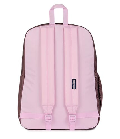 JanSport Cross Town Plus Backpack - Large Main Compartment, Side Water Bottle Pocket, 15-Inch Padded Laptop Sleeve - Color Blocked - Mahogany Haze - color: Color Blocked Mahogany Haze/Pink Ice/