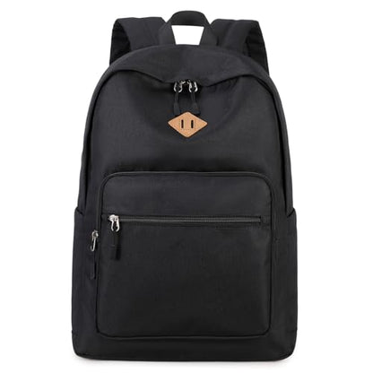 Lohol Classic Backpack for School Travel College, Durable Water Resistant Bookbag (Black) - color: Black
