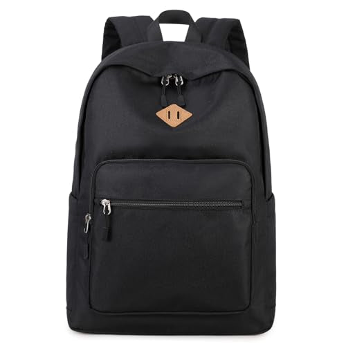 Lohol Classic Backpack for School Travel College, Durable Water Resistant Bookbag (Black) - color: Black